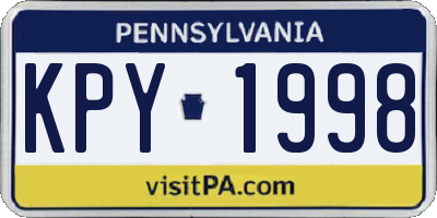 PA license plate KPY1998