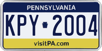 PA license plate KPY2004