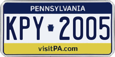 PA license plate KPY2005