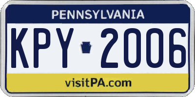 PA license plate KPY2006