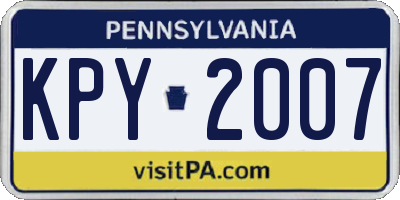 PA license plate KPY2007