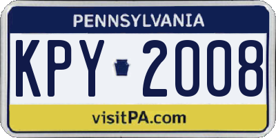 PA license plate KPY2008