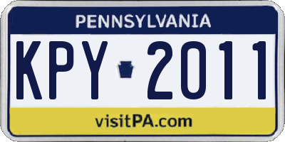PA license plate KPY2011