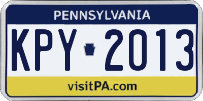 PA license plate KPY2013