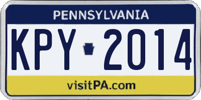 PA license plate KPY2014