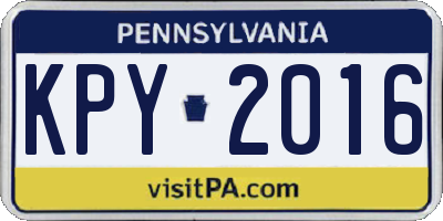 PA license plate KPY2016