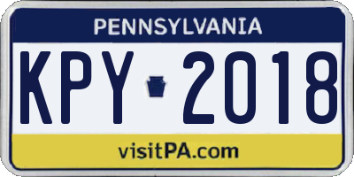PA license plate KPY2018