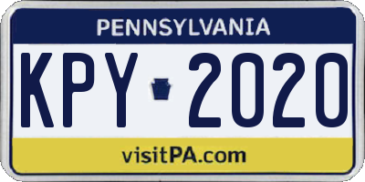 PA license plate KPY2020