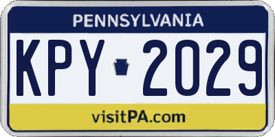 PA license plate KPY2029