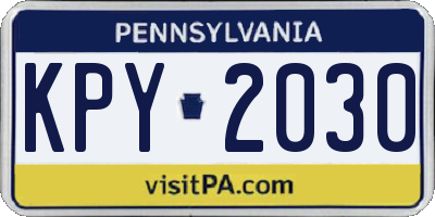 PA license plate KPY2030