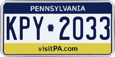 PA license plate KPY2033