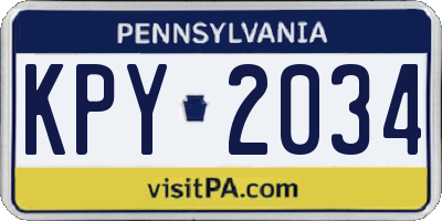 PA license plate KPY2034
