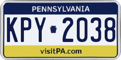 PA license plate KPY2038