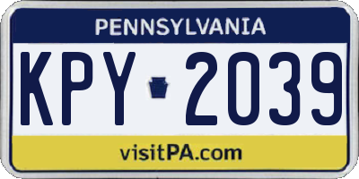 PA license plate KPY2039