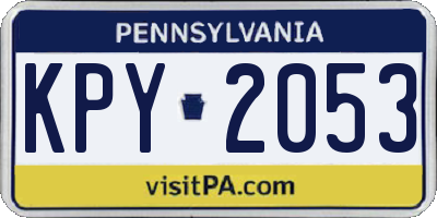 PA license plate KPY2053