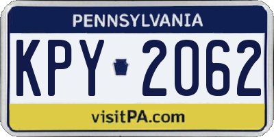 PA license plate KPY2062