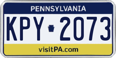 PA license plate KPY2073