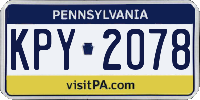 PA license plate KPY2078