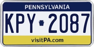 PA license plate KPY2087