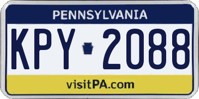 PA license plate KPY2088