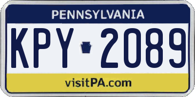 PA license plate KPY2089