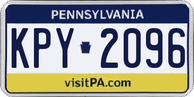 PA license plate KPY2096