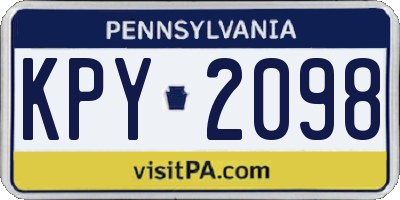 PA license plate KPY2098