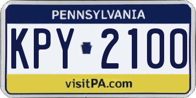 PA license plate KPY2100