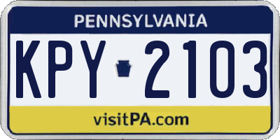 PA license plate KPY2103