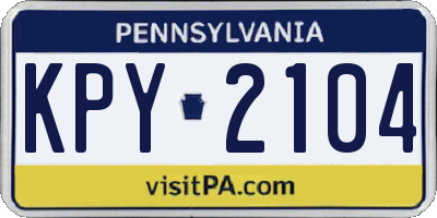 PA license plate KPY2104