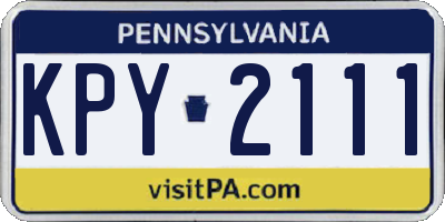 PA license plate KPY2111
