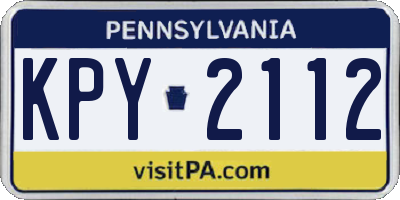 PA license plate KPY2112