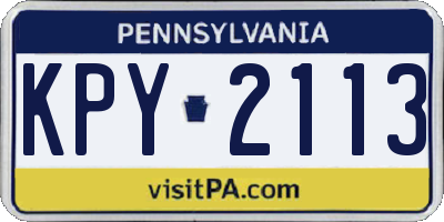 PA license plate KPY2113