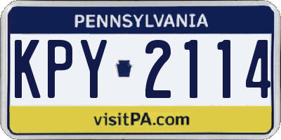 PA license plate KPY2114