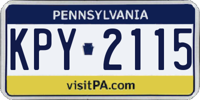 PA license plate KPY2115