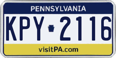 PA license plate KPY2116