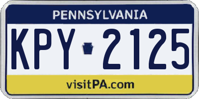 PA license plate KPY2125