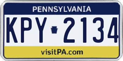 PA license plate KPY2134