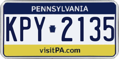 PA license plate KPY2135