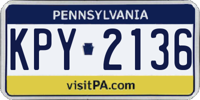 PA license plate KPY2136