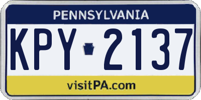 PA license plate KPY2137