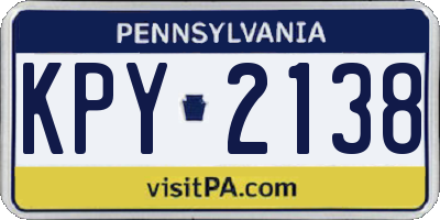 PA license plate KPY2138