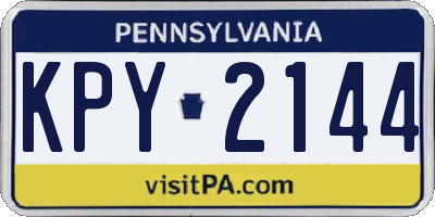 PA license plate KPY2144