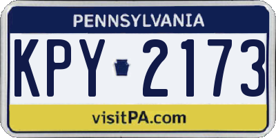 PA license plate KPY2173