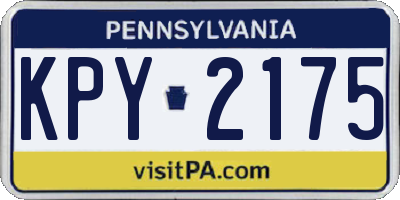 PA license plate KPY2175
