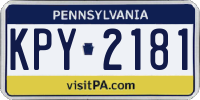 PA license plate KPY2181