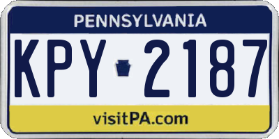 PA license plate KPY2187