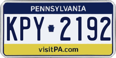 PA license plate KPY2192