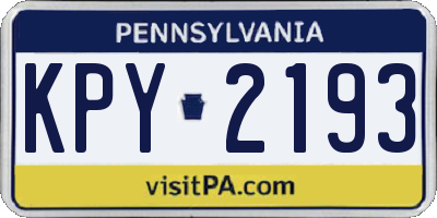 PA license plate KPY2193