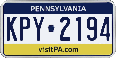 PA license plate KPY2194